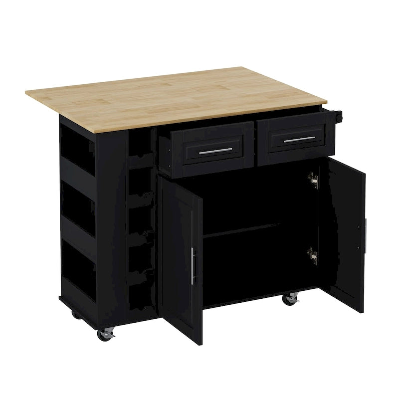 Multi-Functional Kitchen Island Cart with 2 Door Cabinet and Two Drawers