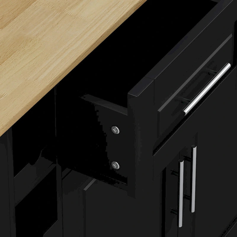Multi-Functional Kitchen Island Cart with 2 Door Cabinet and Two Drawers