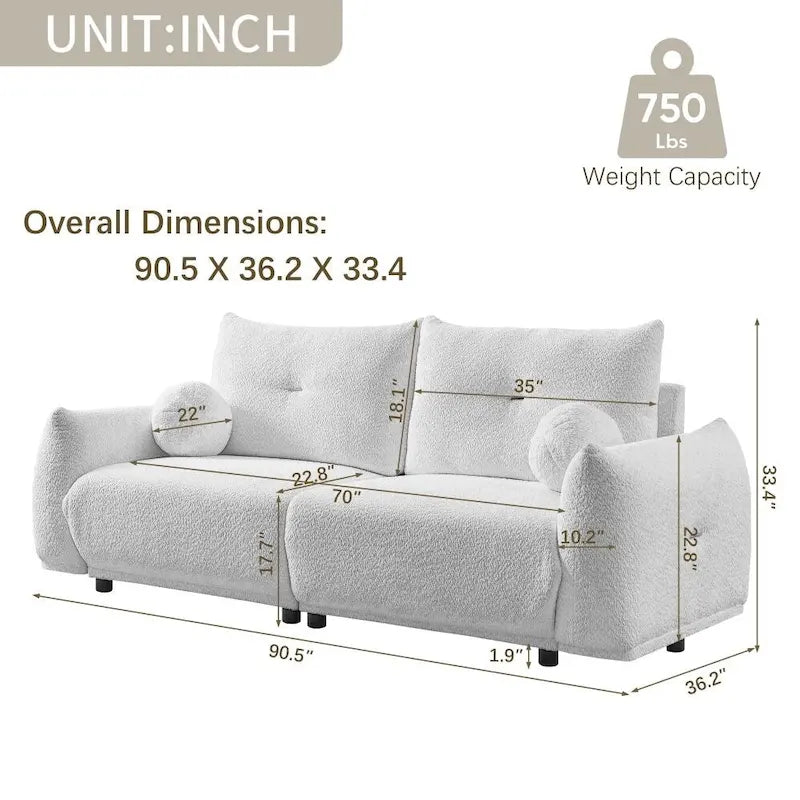 Lamb's Wool 2-Seater 90 Comfortable Cushion Sofa