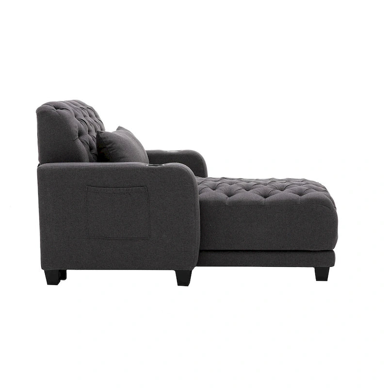 Clihome Tufted Reclining Chaise Lounge