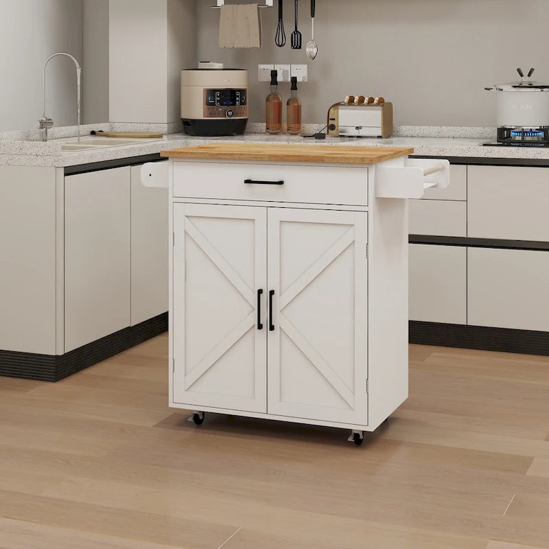 Kitchen island rolling trolley cart with Adjustable Shelves