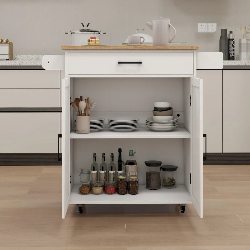 Kitchen island rolling trolley cart with Adjustable Shelves