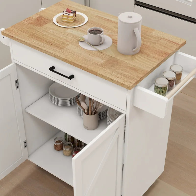 Kitchen island rolling trolley cart with Adjustable Shelves