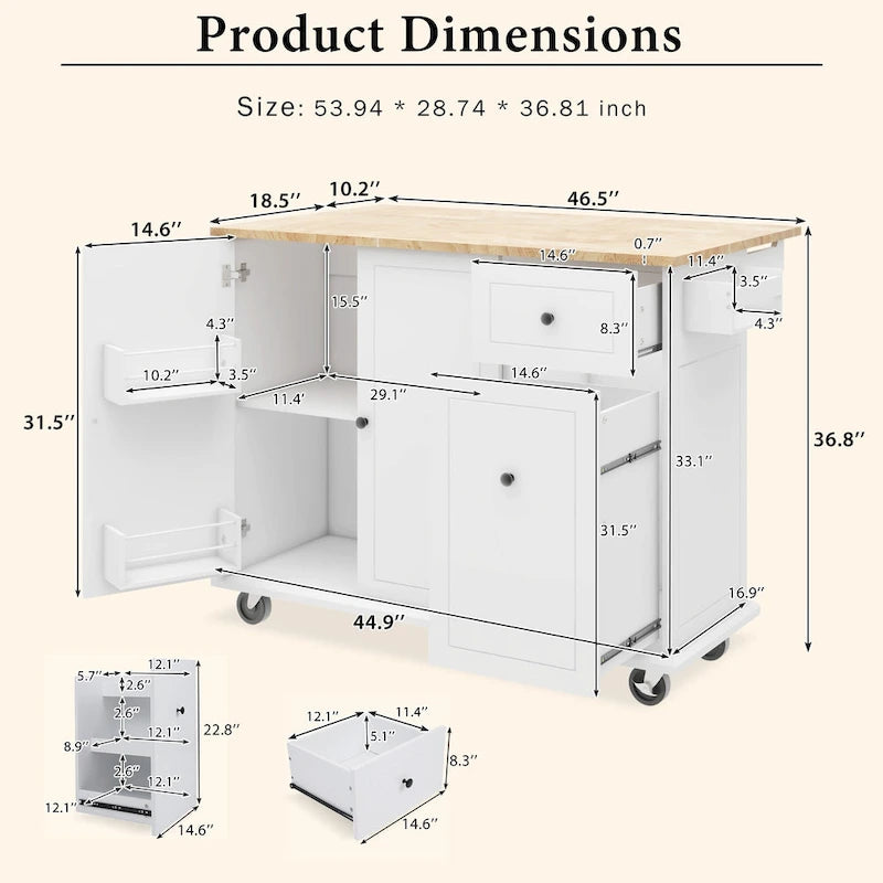 Kitchen Island with Drop Leaf - N/A