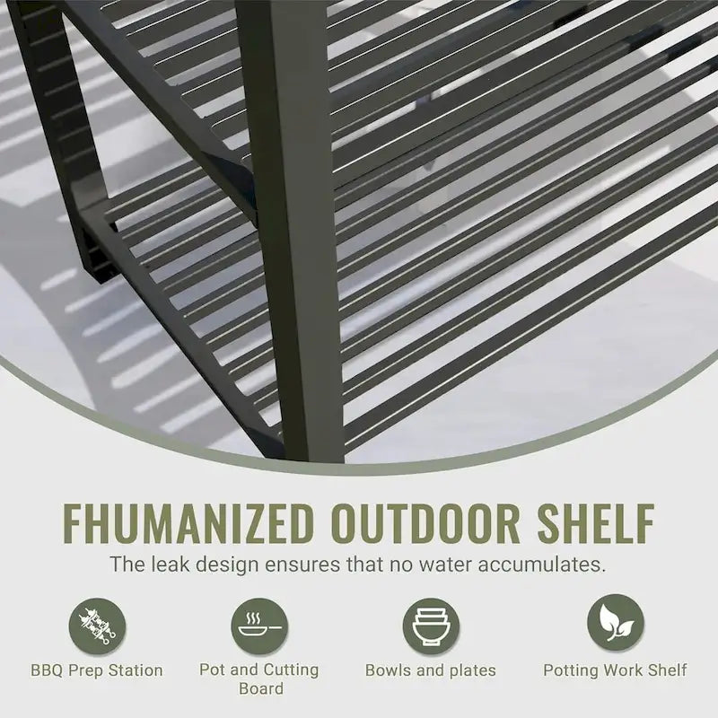 Outdoor Kitchen Island with Storage,Aluminum Kitchen Storage Island Kitchen Food Prep Table with Double Storage Rack
