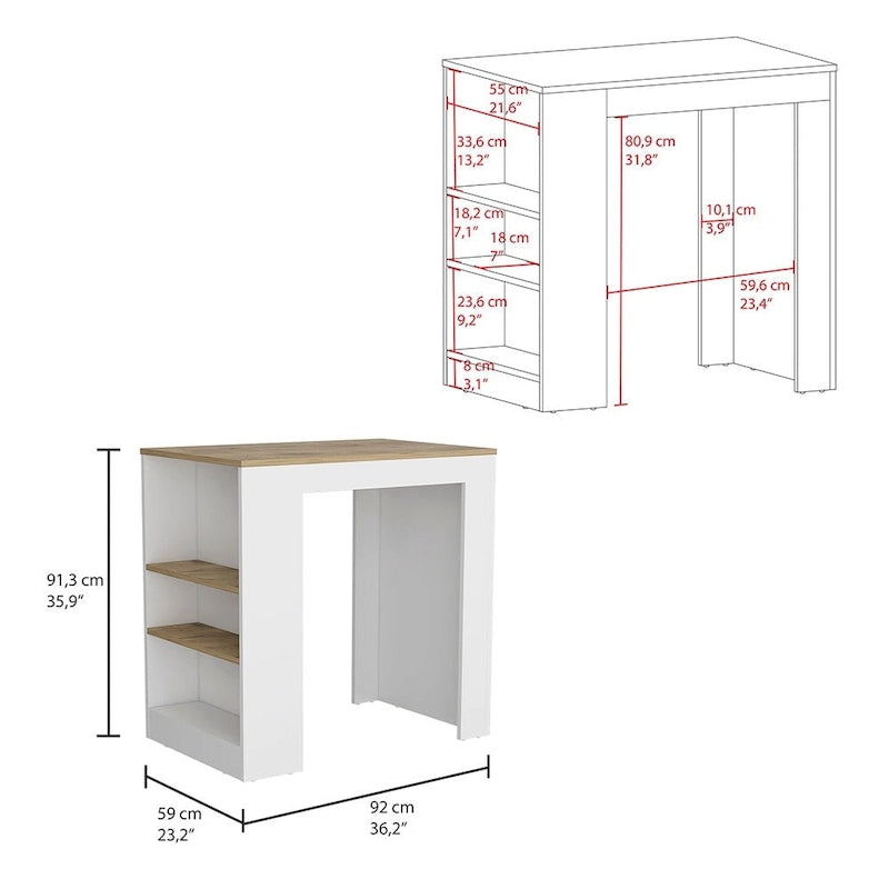 Kitchen Island with 3-Side Shelves,Kitchen Storage Cabinet for Dining Room