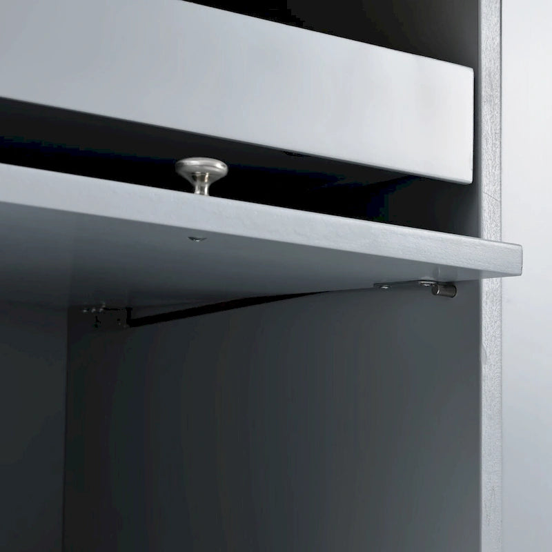 Kitchen Island Cart with Drop Leaf, LED Light, Fluted Glass Doors, Adjustable Shelf, and 2 Drawers
