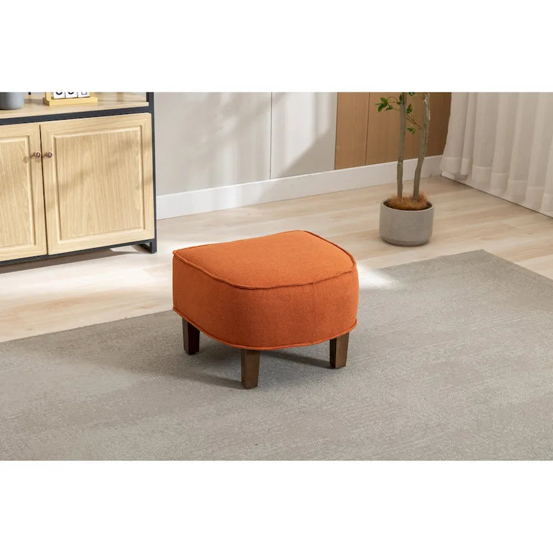 Mid-Century Upholstered Barrel Accent Round Arm Chair with Ottoman