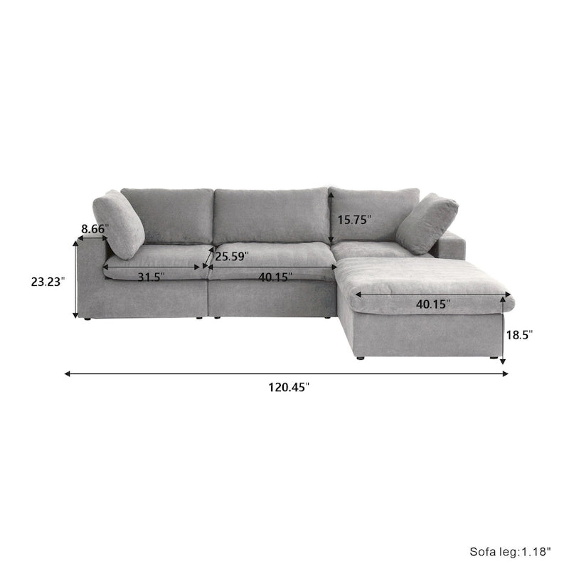Commix Down Filled Sectional Sofa L-shape 4 Piece Modular Couch with Storage Ottoman