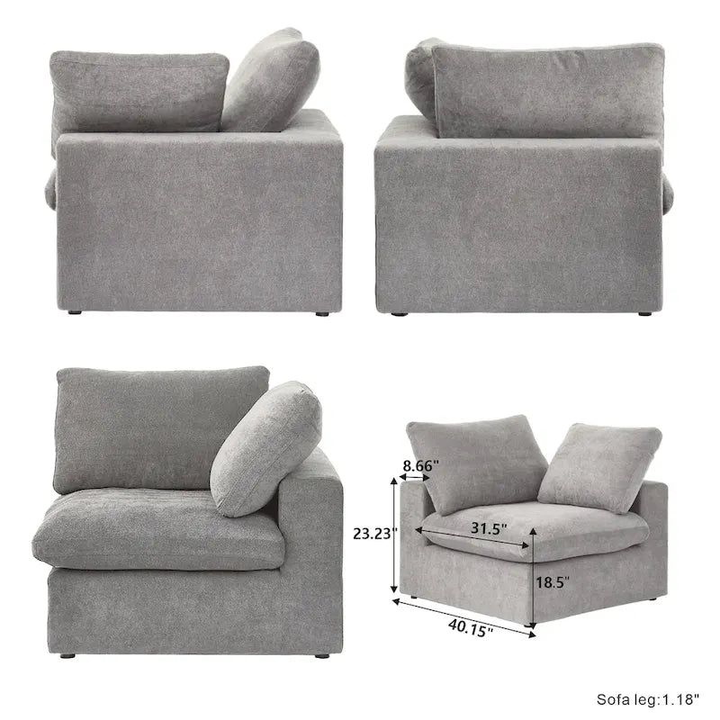Commix Down Filled Sectional Sofa L-shape 4 Piece Modular Couch with Storage Ottoman