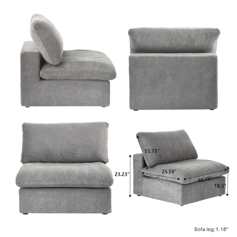 Commix Down Filled Sectional Sofa L-shape 4 Piece Modular Couch with Storage Ottoman
