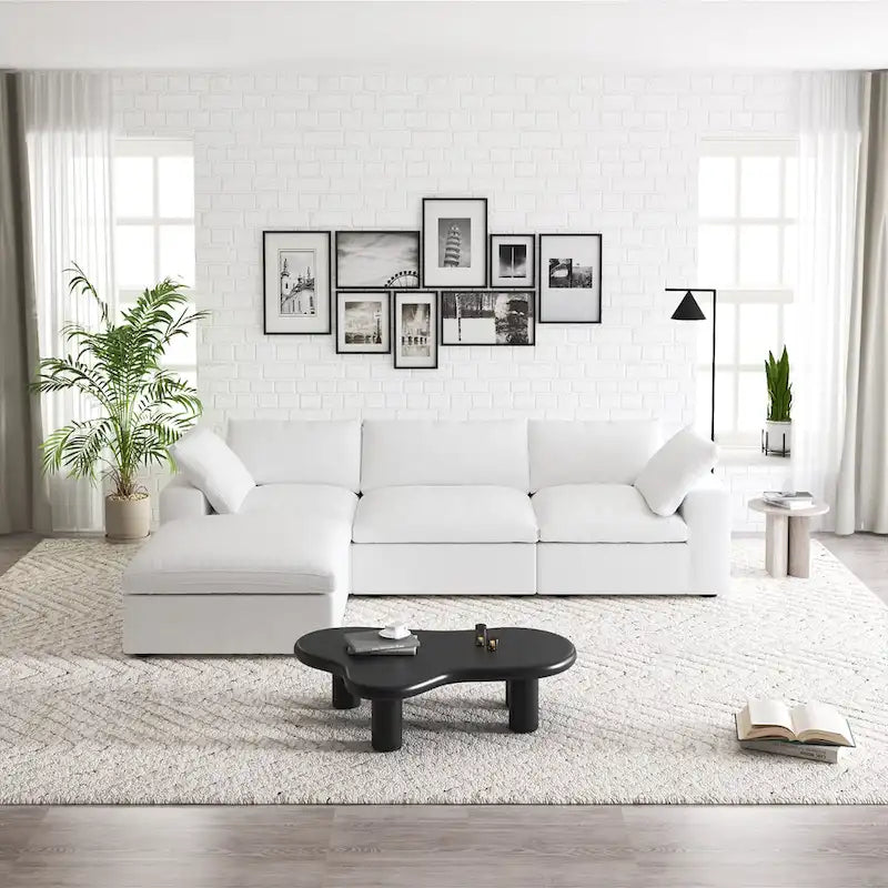 Commix Down Filled Sectional Sofa L-shape 4 Piece Modular Couch with Storage Ottoman
