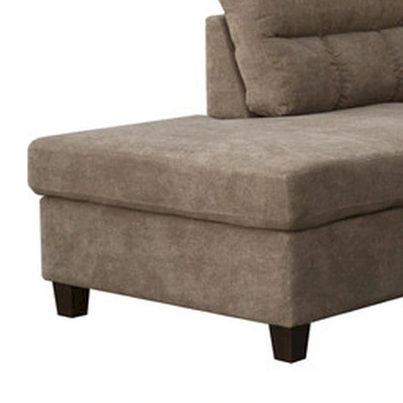 Ari 104 Inch Sectional Sofa with Chaise, Ottoman, 2 Accent Pillows, Brown