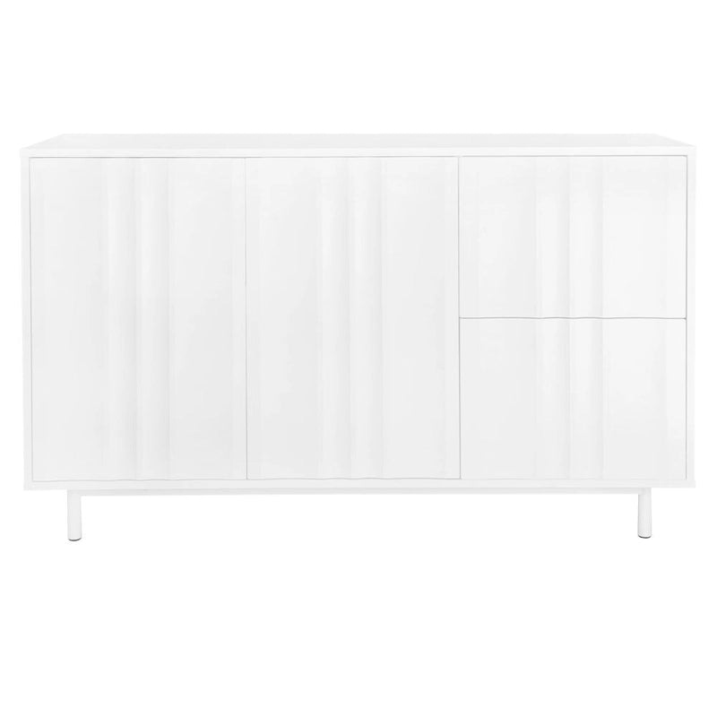 Wave Pattern Storage Cabinet with 2 Doors and 2 Drawers, Adjustable, Suitable for Study,Entrance and Living Room