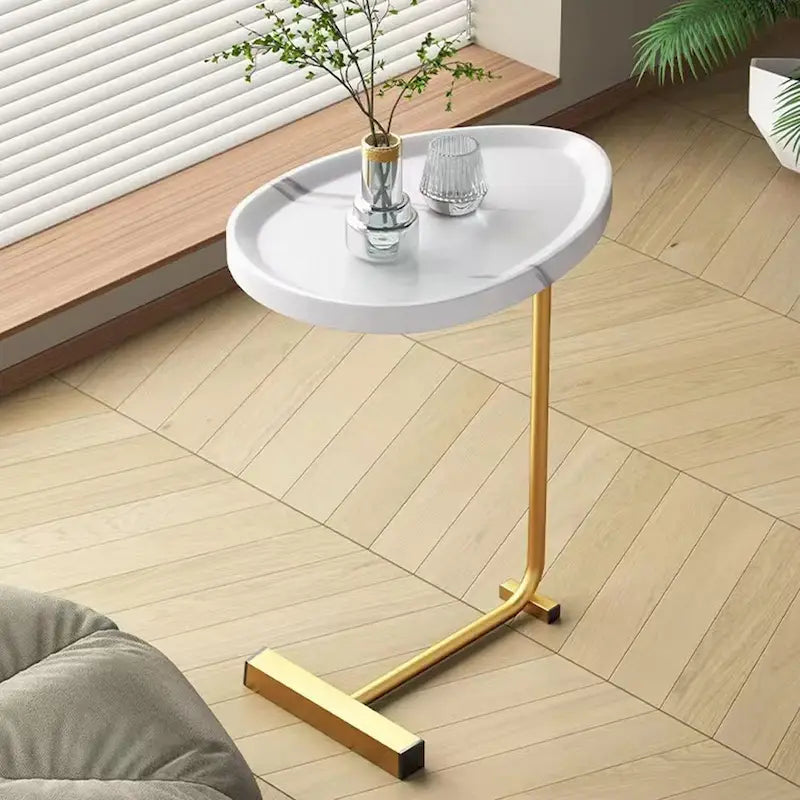 2 PCS White C-shaped Side Table, End Table, Side Table for Couch and Bed