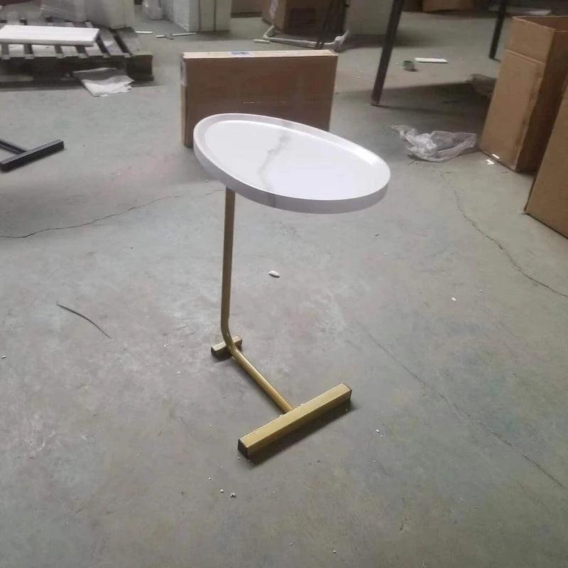 2 PCS White C-shaped Side Table, End Table, Side Table for Couch and Bed