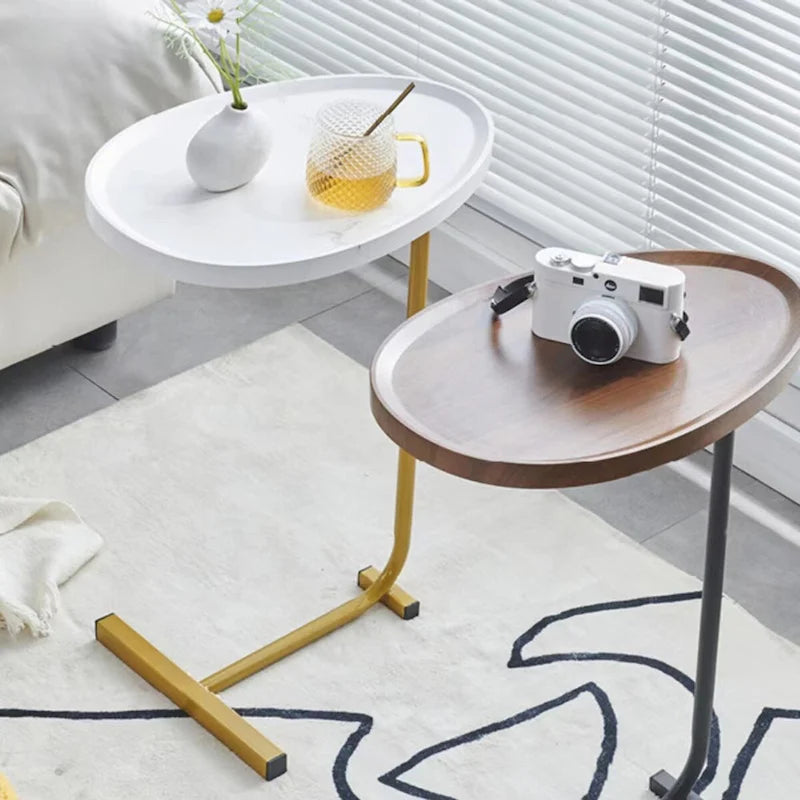 2 PCS White C-shaped Side Table, End Table, Side Table for Couch and Bed