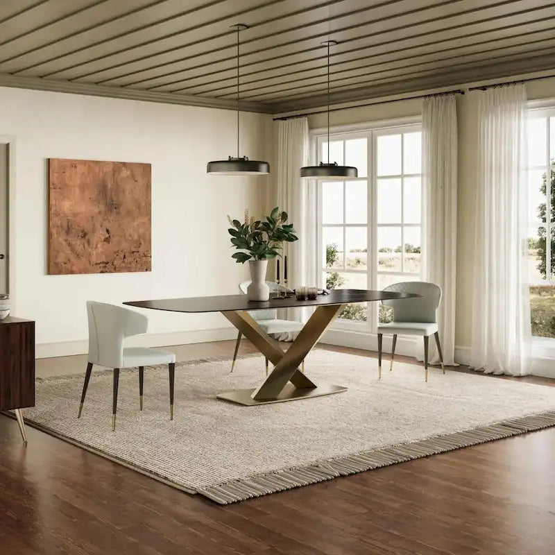 Modern Black Marble Dining Table Rectangular Table