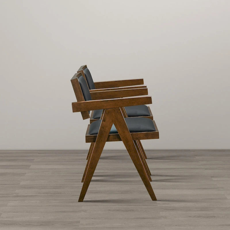 Sandy Contemporary Dining Chairs in Black Vegan Leather ( Set of 2)