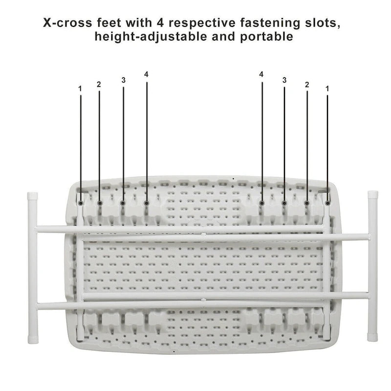 30x20inch Folding Table Lifting Picnic Camping Dining Rectangle White