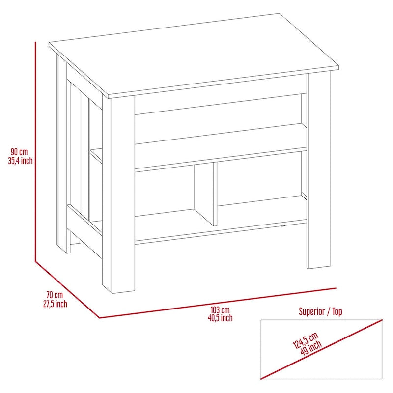 Rockaway 3-Shelf Kitchen Island Dark Brown and Onix
