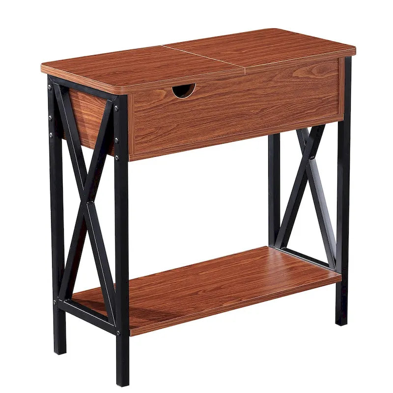 Ledel Flip Top End Table Side Table with Storage Shelf