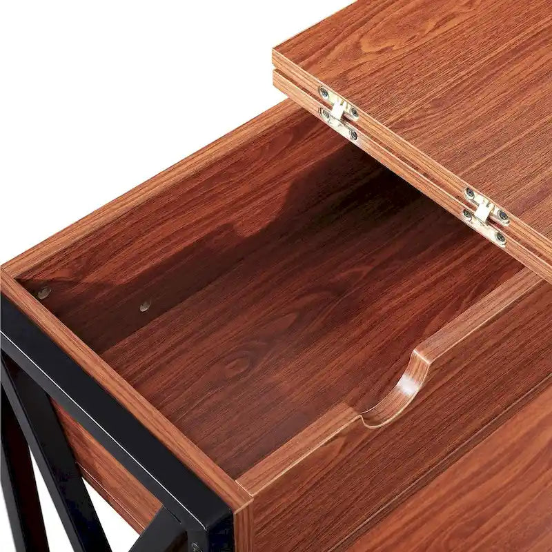 Ledel Flip Top End Table Side Table with Storage Shelf