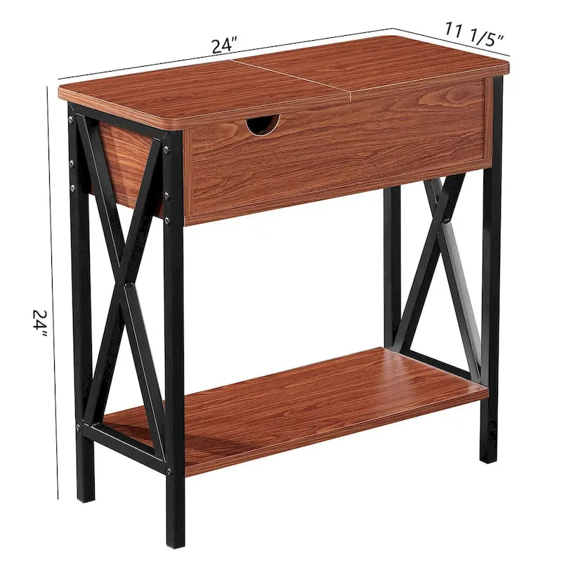 Ledel Flip Top End Table Side Table with Storage Shelf