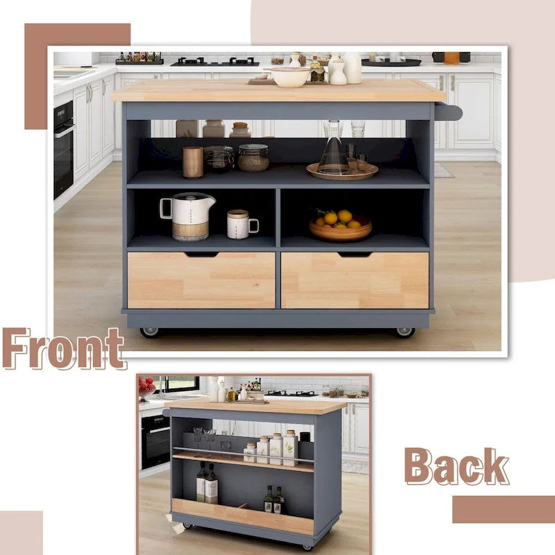 Rolling Kitchen Island Kitchen island Cart Spice Rack Kitchen Cart - 46.00L * 21.70W * 35.62H