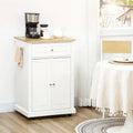 Rolling Kitchen Island Cart with Drawer, Adjustable Shelf, and 2 Towel Racks