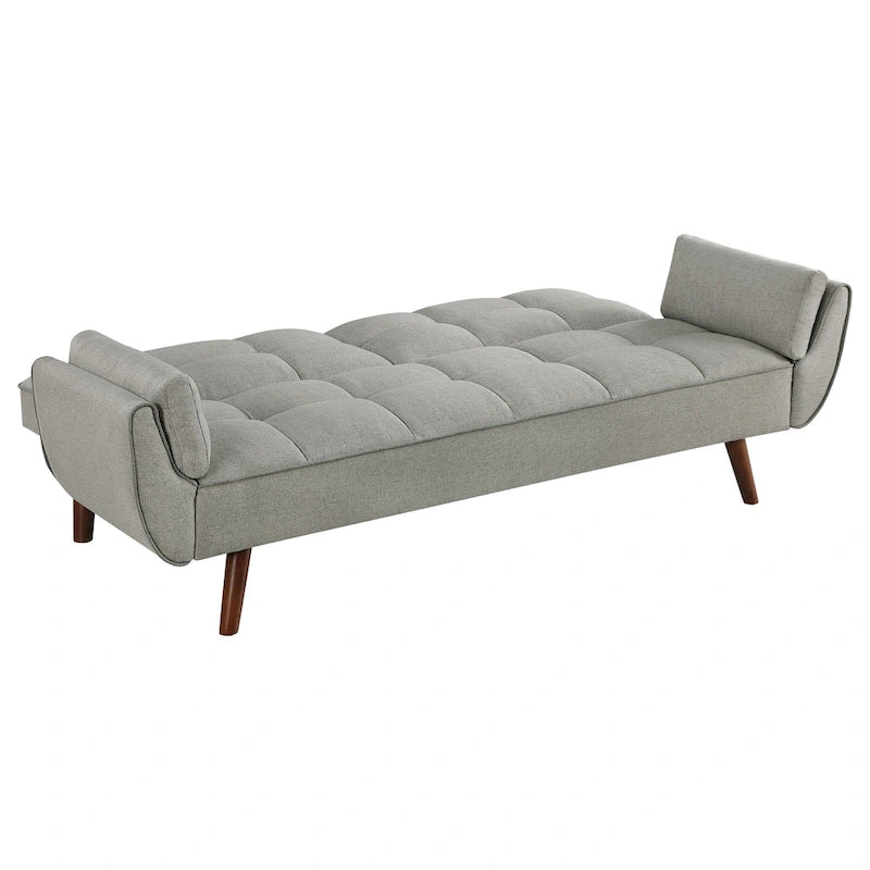 Kori 84 Inch Sofa Futon Bed with Tufted Back, Angled Legs, Gray Fabric