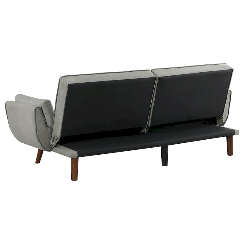 Kori 84 Inch Sofa Futon Bed with Tufted Back, Angled Legs, Gray Fabric