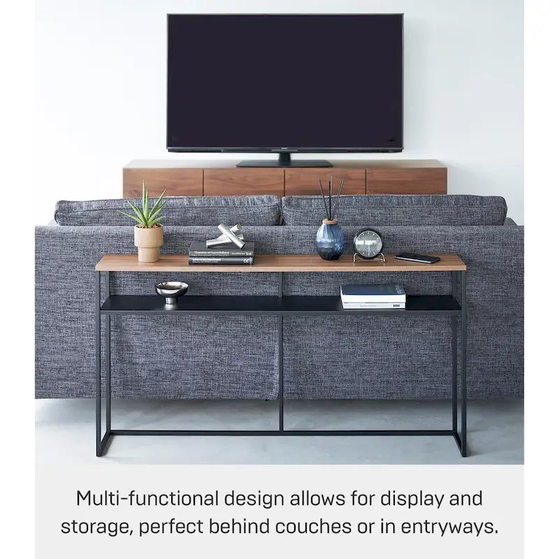 Yamazaki Home Long Console Table - Two Styles, Steel, Shelf, Holds 11 lbs - L 8.07 x W 49.61 x H 25.59 inches