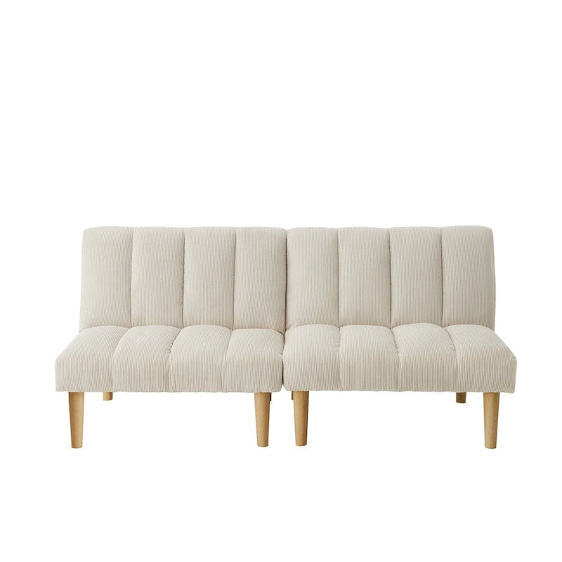Corduroy Fabric Convertible Sofa Bed with Wood Leg