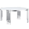 Round Tempered Glass Coffee Table with 3 Tiers 360 Degrees Rotating Top