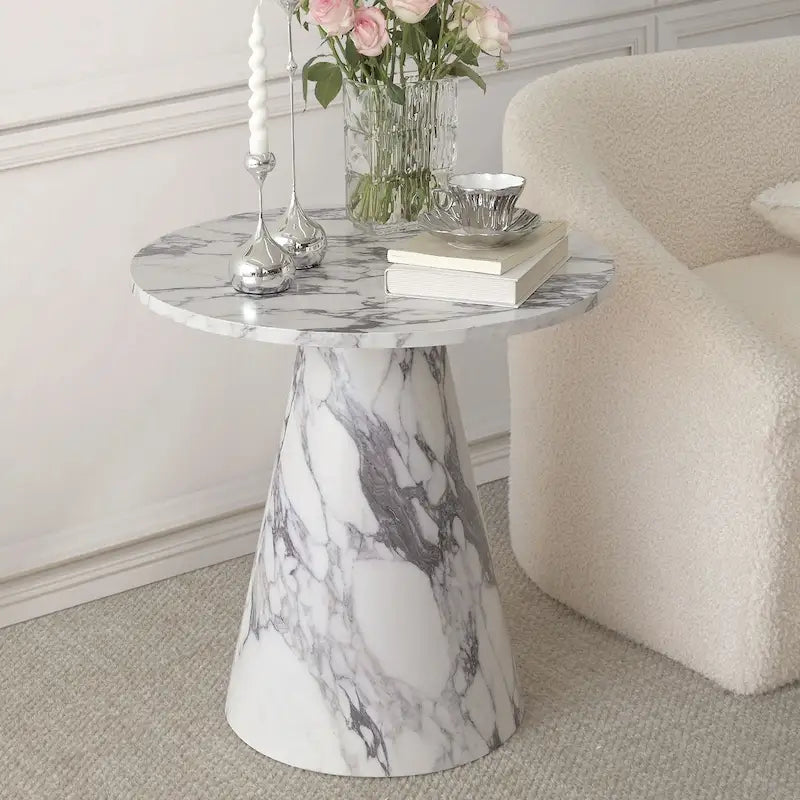 24 Inch Round Black Pedestal End Table