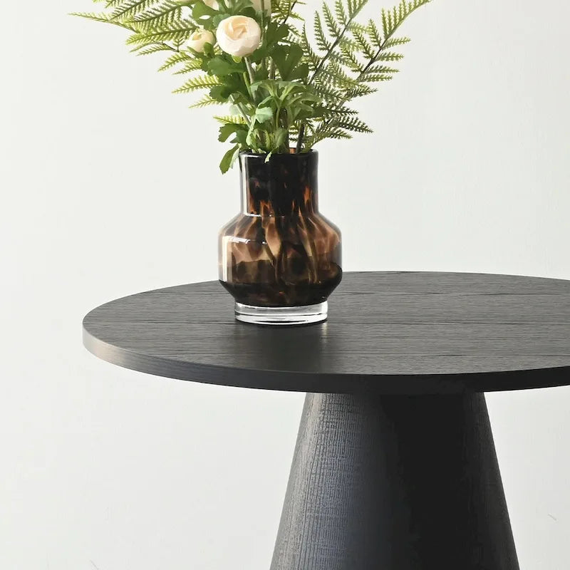 24 Inch Round Black Pedestal End Table