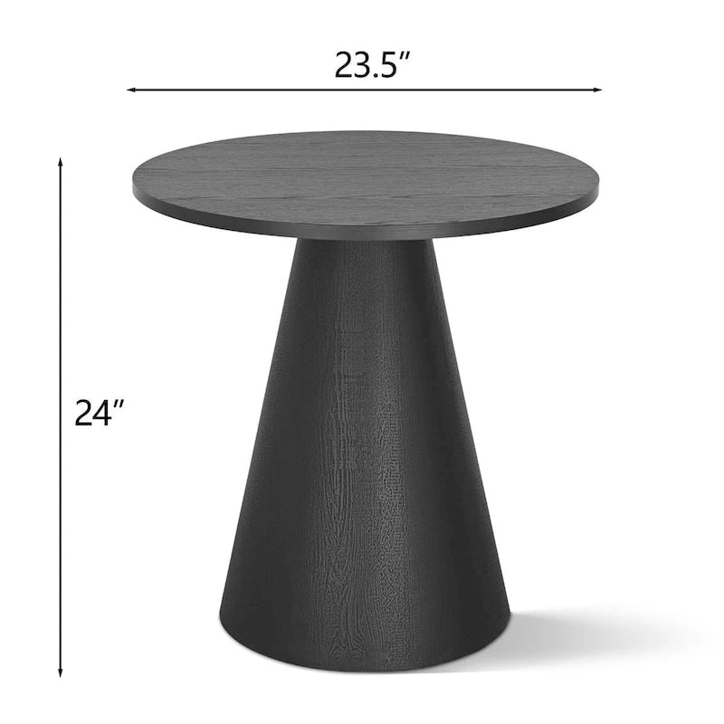 24 Inch Round Black Pedestal End Table