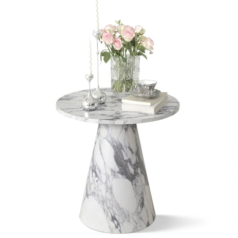24 Inch Round Black Pedestal End Table