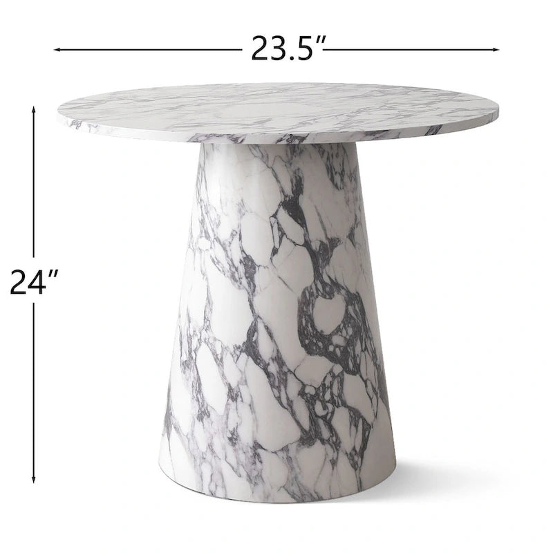 24 Inch Round Black Pedestal End Table