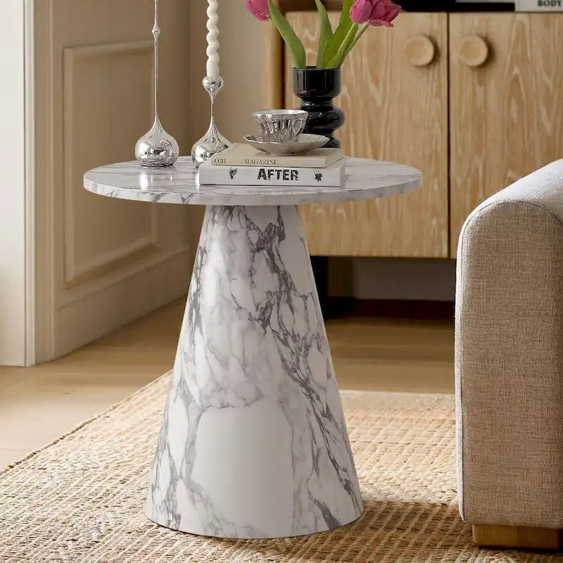 24 Inch Round Black Pedestal End Table
