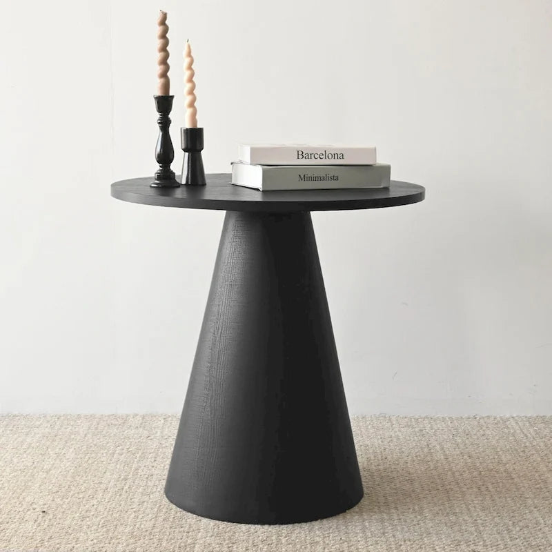 24 Inch Round Black Pedestal End Table