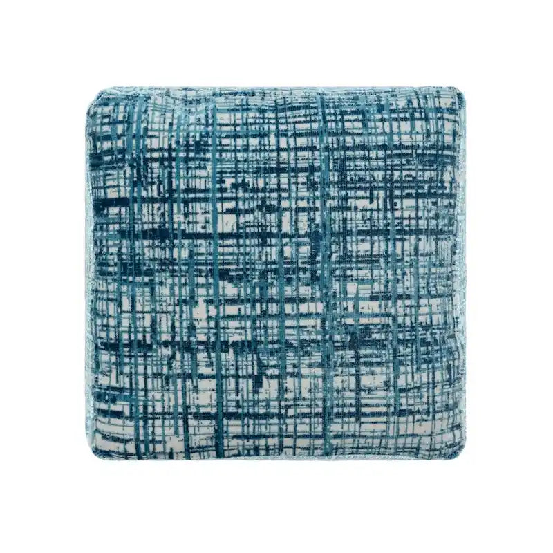 HomeRoots 18 Blue Polyester Blend Ottoman