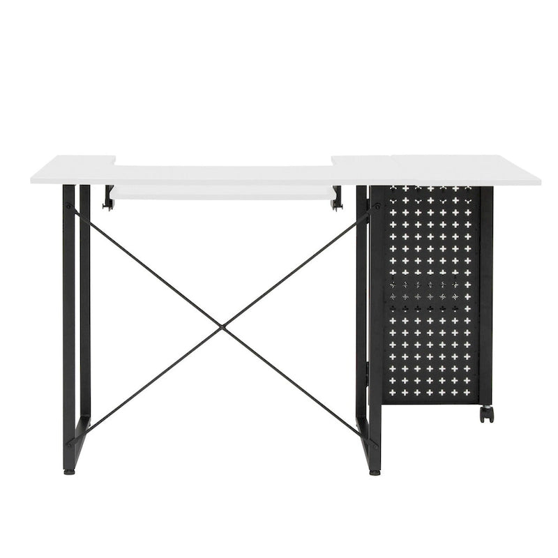 Sew Ready Pivot Sewing Table with Storage Panel and Adjustable Platform