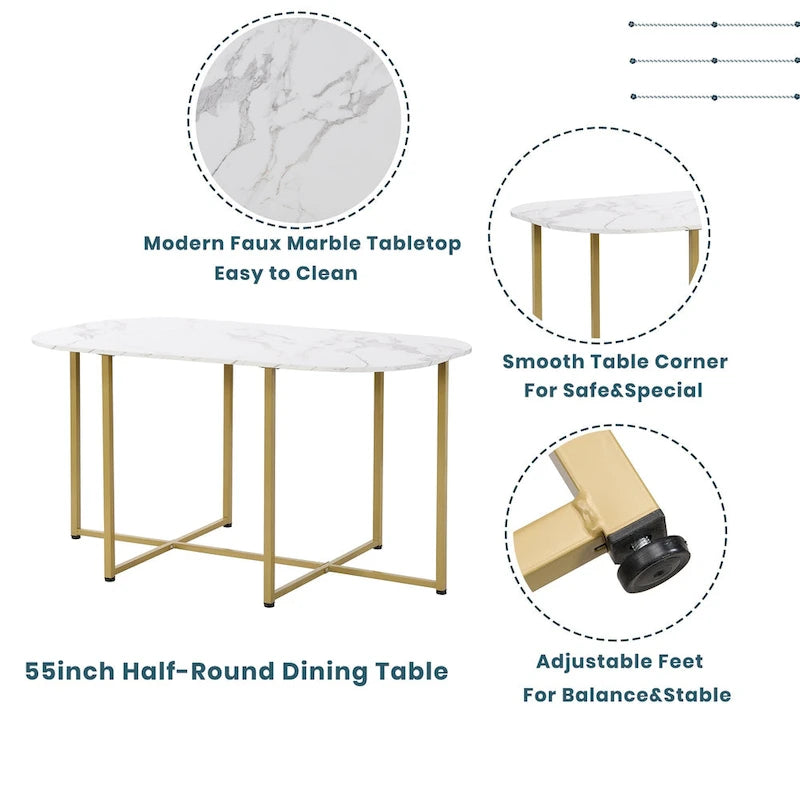 7-Piece Iron Dining Table Set with Table and Six Chairs