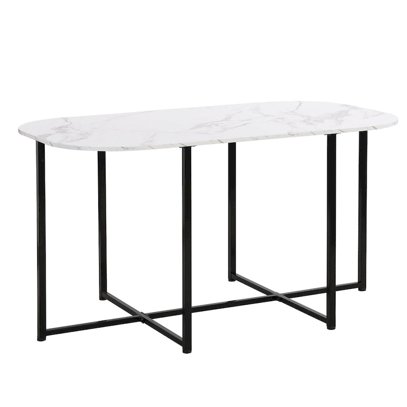 7-Piece Iron Dining Table Set with Table and Six Chairs
