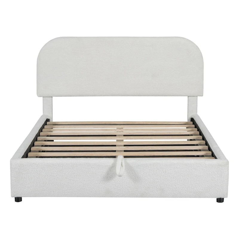 Teddy Fleece Full Size Upholstered Platform Bed with Hydraulic Storage System