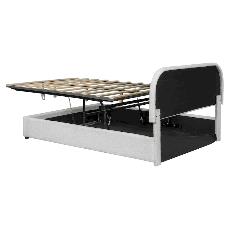 Teddy Fleece Full Size Upholstered Platform Bed with Hydraulic Storage System