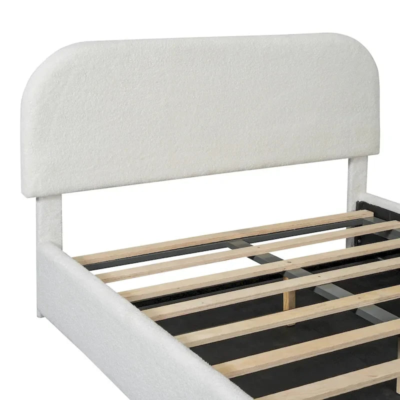 Teddy Fleece Full Size Upholstered Platform Bed with Hydraulic Storage System