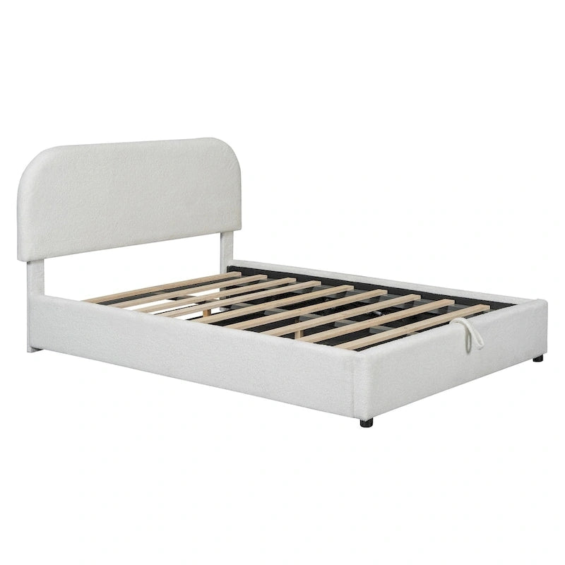 Teddy Fleece Full Size Upholstered Platform Bed with Hydraulic Storage System